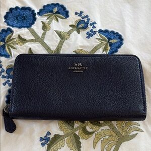 Coach Midnight Blue Leather Zip Wallet